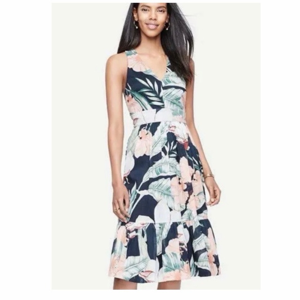 Ann Taylor‎ Tropical Floral Cross Back Dress NWT